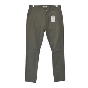 B0 NWT TAYLOR STITCH Army Green Organic Cotton Twill Slim Chino Pants Size 35